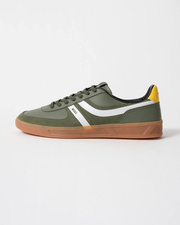 side studio shot of BOSS Orange Brandon_Tenn_mipu Mens Trainers in Open Green 362
