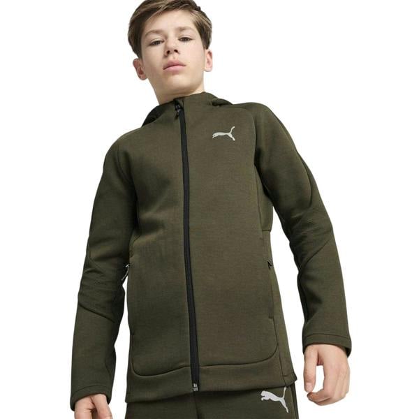 Puma Childrens/Kids Evostripe Full Zip Hoodie - Dark Olive - 
