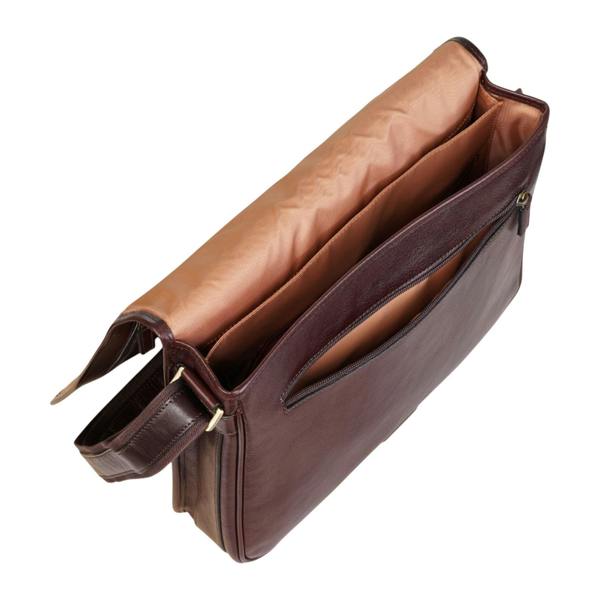 Infinity Leather Genuine Leather Laptop Satchel Messenger Shoulder Bag - Astor