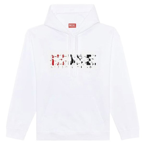 Diesel Double Destroyed Logo White Hoodie S