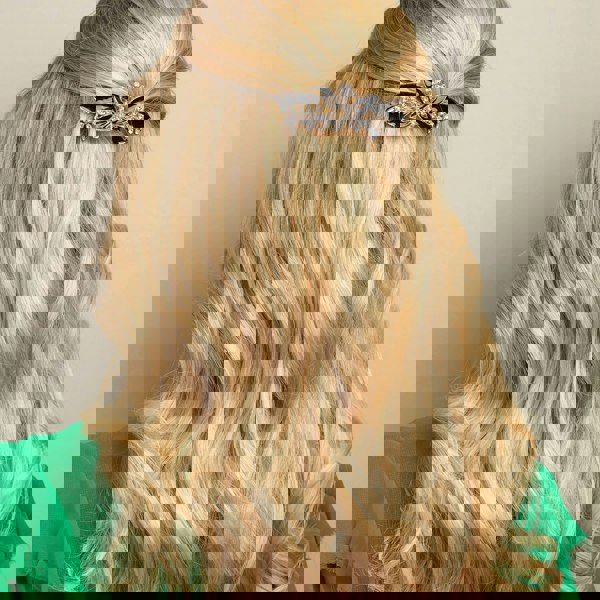 butterfly hair clip black half up half down