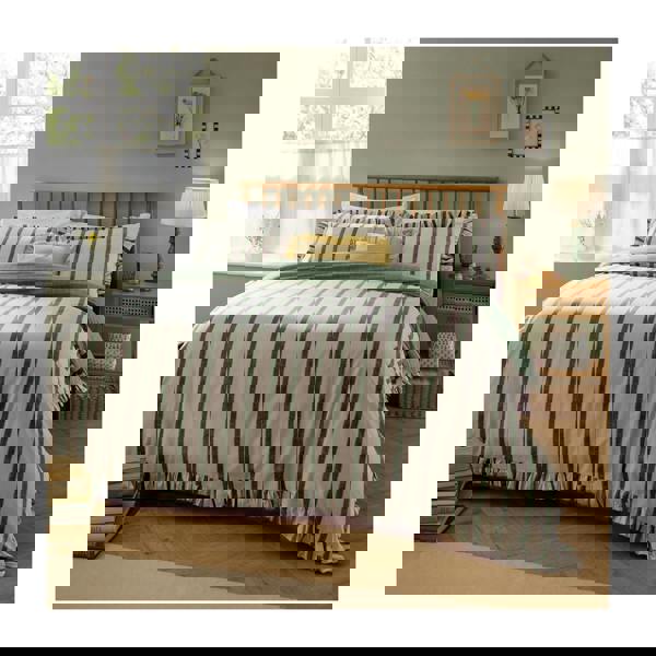 Wylder Connie Ruffles Striped Duvet Cover Set - Moss