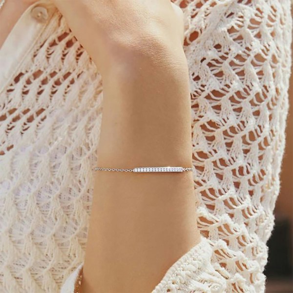 Ania Haie Vogue Maven Sterling Silver Pave Bar Bracelet B062-02H