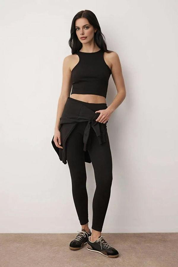 WOVCOR 3-Piece Hooded Knitted Leggings Top and Bottom Set
