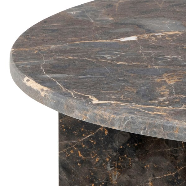 Furniture To Go Vega Round Coffee Table with Marron Marble Top 90cm