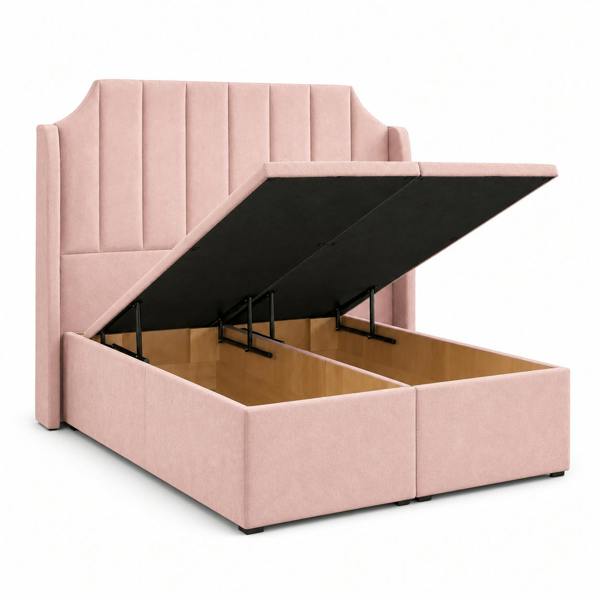 Great British Beds Art Deco Winged Divan Ottoman Bed - Pink Plush