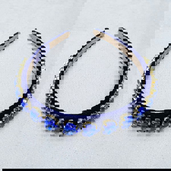 Blue Gem Headband Royal Blue Gem Hearts Navy Hair Band gold