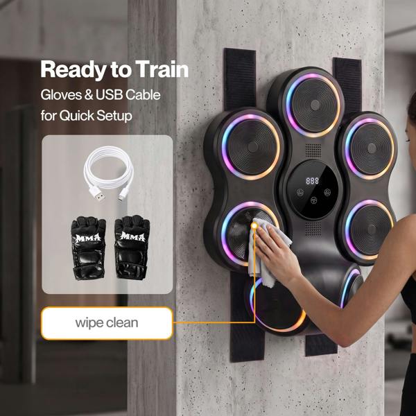 Centra Music Boxing Machine 11 Modes 9 Speeds LED Scoring for Home Gym Black