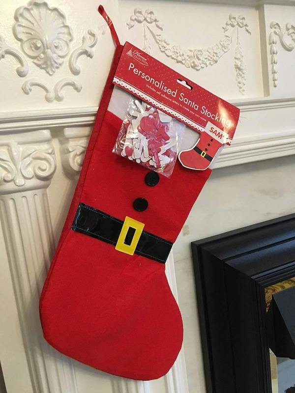 Red Personalised Santa Christmas Stocking with Self Adhesive Letters for Festive Gift Giving image 1