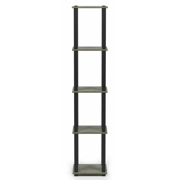 WALPLUS Turn-S-Tube 5-Tier Corner Square Rack Display Shelf with Square Tube, French Oak Grey/Black perfect for organized storage and display