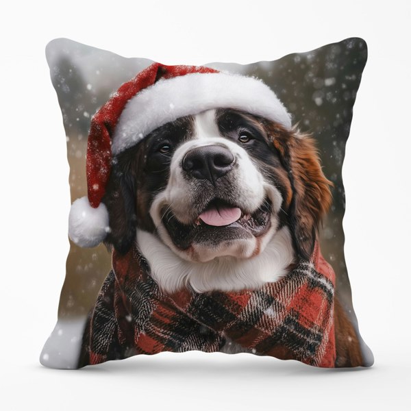 Warren Reed Christmas St Bernard Cushion