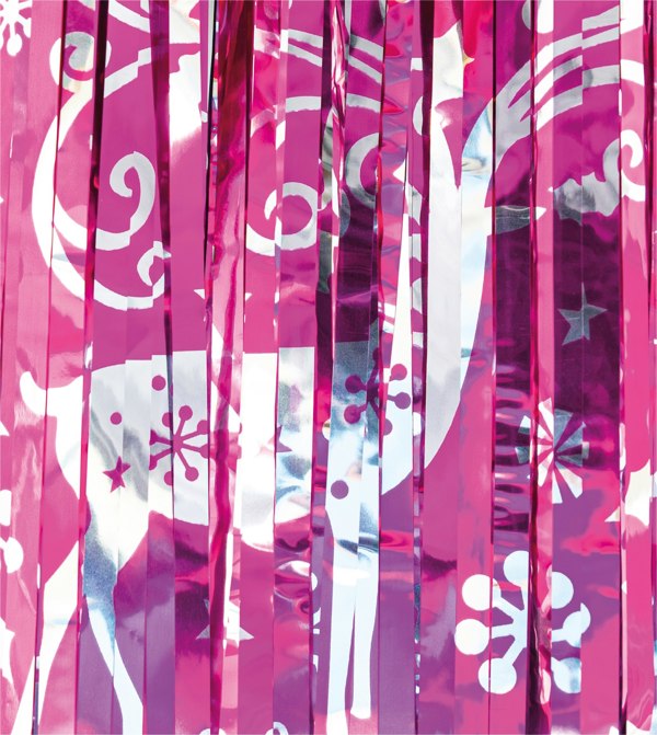 Cheetah Christmas Reindeer Tinsel Curtain 3M x 1M Pink