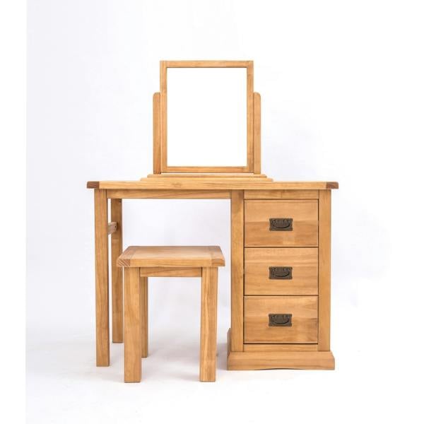 Lucca 3 Drawer Dressing Table Set Brass Drop Handle