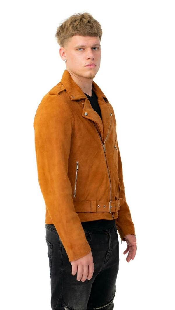 Infinity Leather Mens Goat Suede Leather Brando Biker Jacket-Melbourne