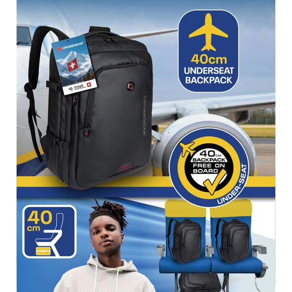 Crossgear iTOUR 40cm Cabin Backpack - Vacuum Pack, USB, 22L