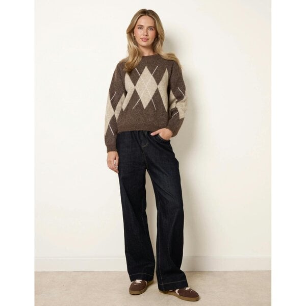 Blue Vanilla Argyle Pattern Knit Jumper