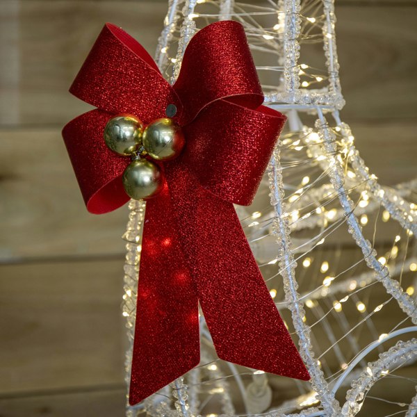 Samuel Alexander 1.24m Light up Acrylic Christmas Deer Decoration with Red Bow and 880 Warm White LEDs