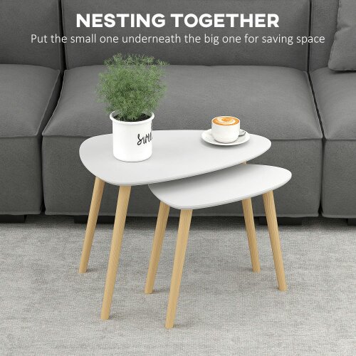 Wyld Haus Keline  Set Of 2 Wood Light Grey Nesting Side Tables With Solid Wood Legs