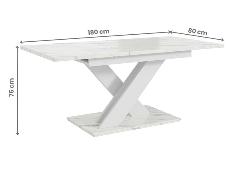PHD Furniture BRONX Extendable Dining Table 140–180cm – White Bianco Marble Effect