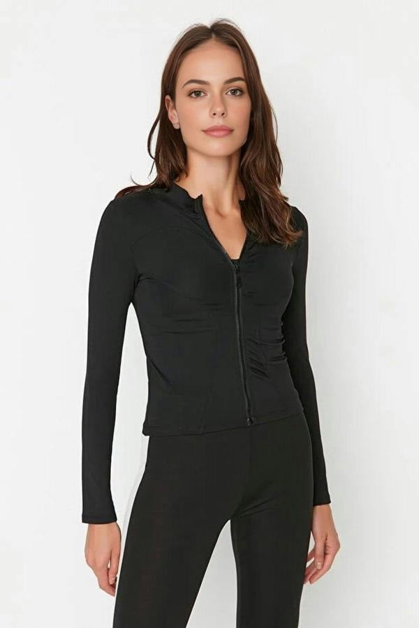WOVCOR Zip-up Stand Collar Knitted Sports Jacket
