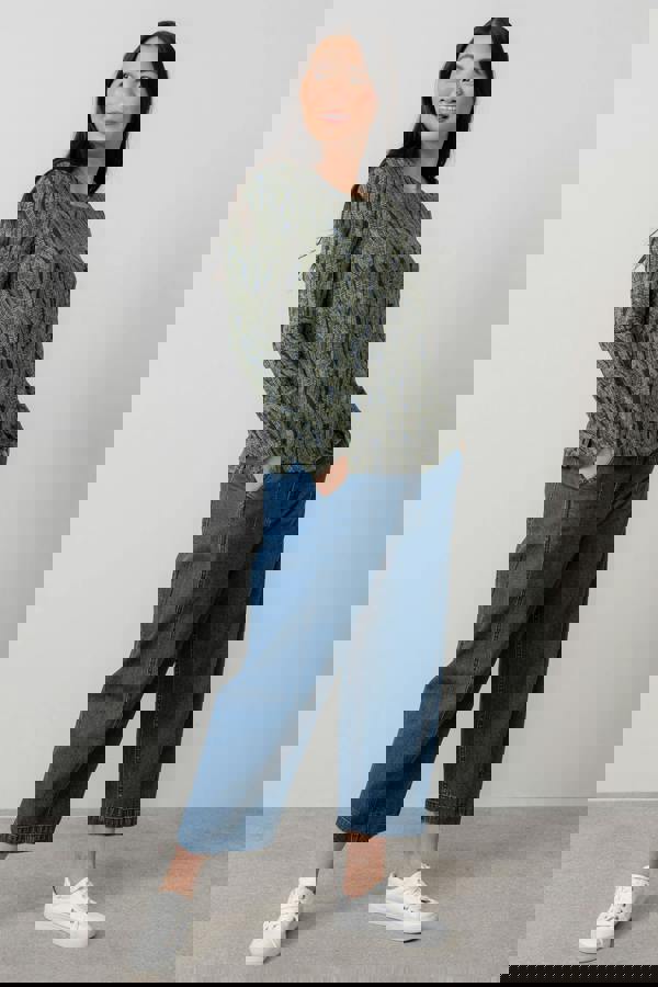 Lily & Me Riverside Printed Casual Jersey Top Navy