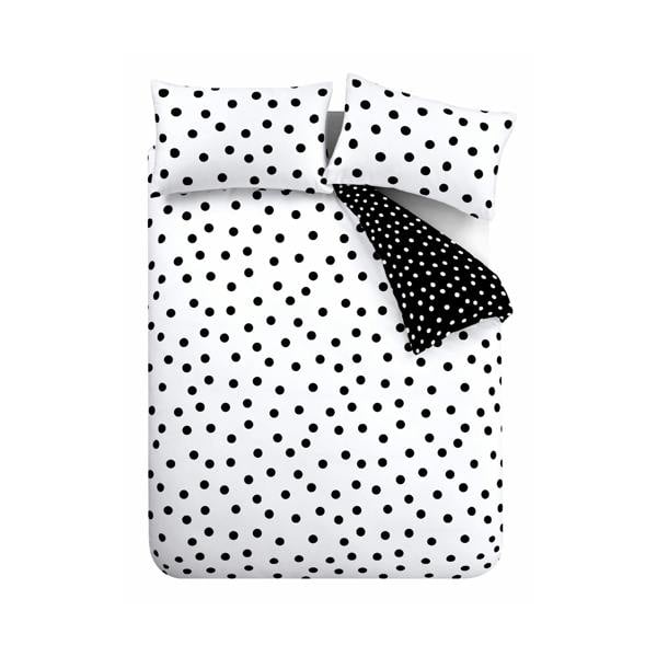 Catherine Lansfield Polka Dot Reversible Duvet Cover Set Black / White