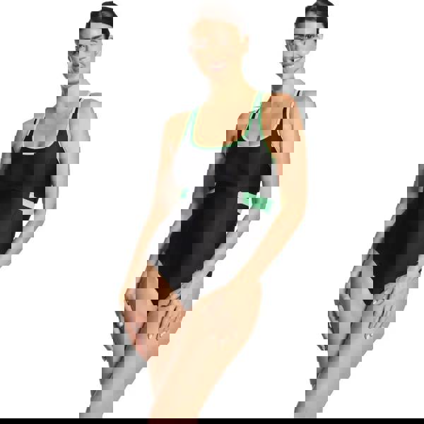 Zoggs Retro Surf Dakota Crossback Swimsuit in black and mint green