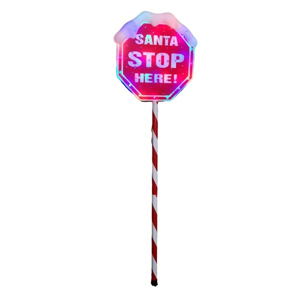 Samuel Alexander Premier Christmas Light up Santa Stop Here Garden Patio Sign 110cm
