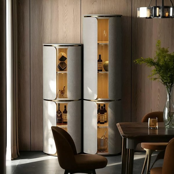 Triton Wine Rack And Wine Cabinet, Leather - tall bathroom storage cabinet