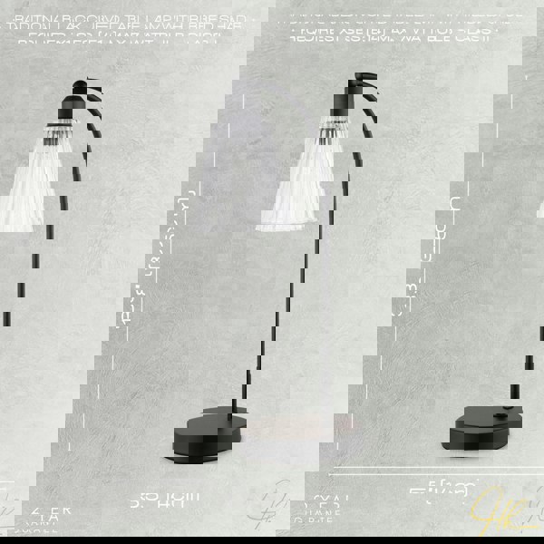 Traditional Matte Black Arch Desk Table Lamp with Clear Ribbed Shade Image 5