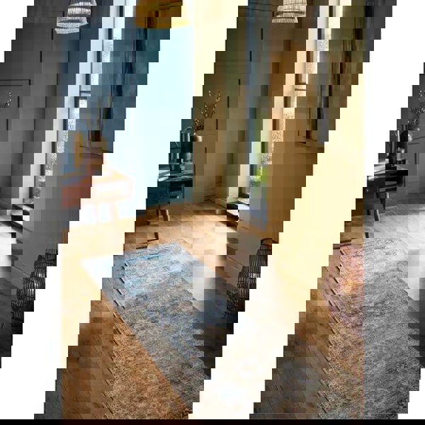 The Rugs Eco-Washable Grey Blue Green Vintage Rug |Stylish & Practical