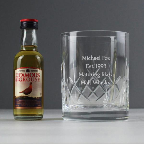Personalised Cut Crystal Glass And Whisky Gift Set - alternative angle