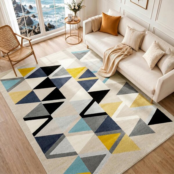 Livabliss City CIT2349 Geometric Yellow Blue Grey Rug