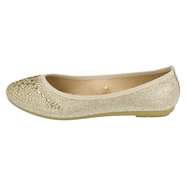 Spot On Ladies Spot On Jewel Trim Vamp Ballerinas