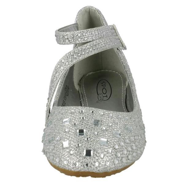 Spot On Girls Spot On Glitter Flat Ballerina Party Shoes H2335