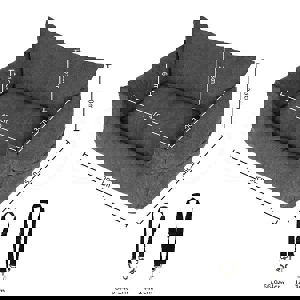 Skylos Pet Car Booster Seat Dog Protector Portable Travel Bed Removable Grey L