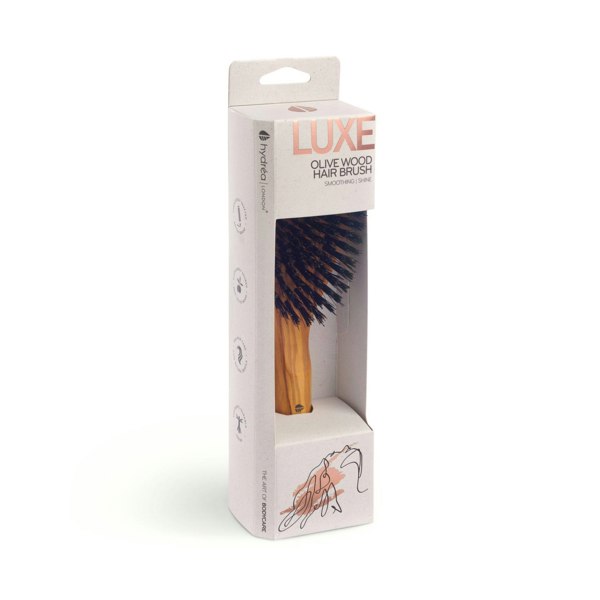 Hydréa London Premium Olive Wood Styling Hair Brush with Pure Boar Bristles – Smooth & Shine