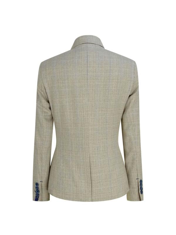 House of Cavani Women's Tweed Herringbone Cream Jacket Peaky Blinders
