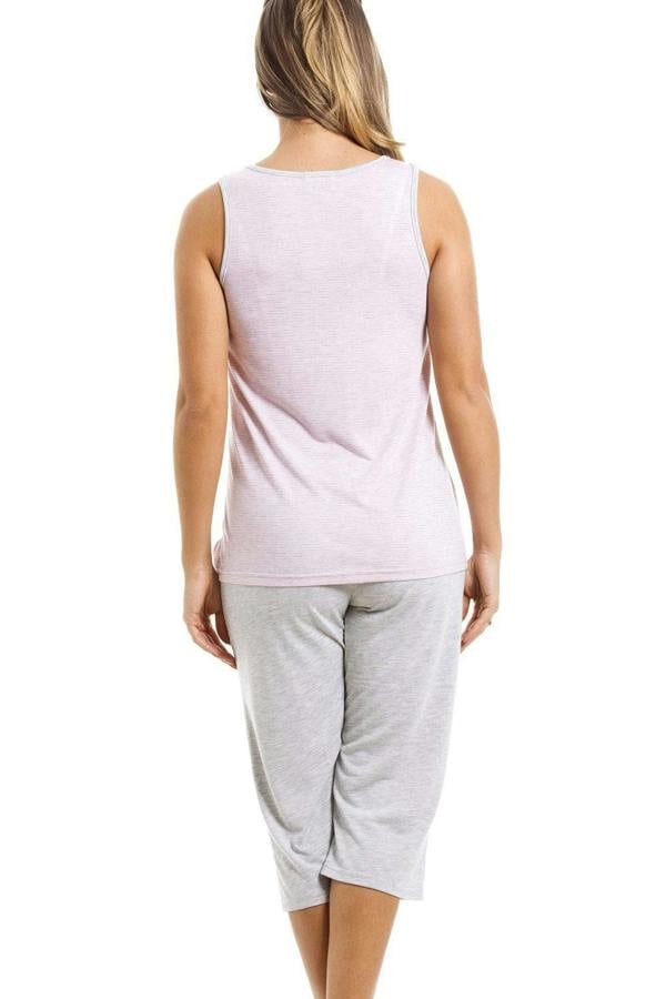 Womens Lightweight Striped Cropped Pyjama Set