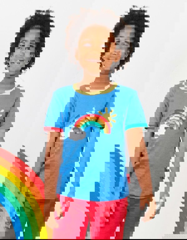 Organic Rainbow Sun and Cloud Applique T-Shirt - Toby Tiger UK Retail