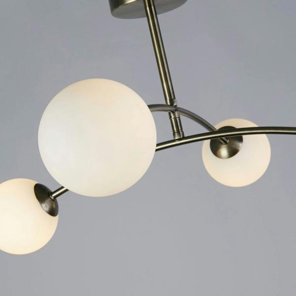 Pagazzi Lighting Ellison 4 Light Antique Brass & Frosted Glass Flush Ceiling Light