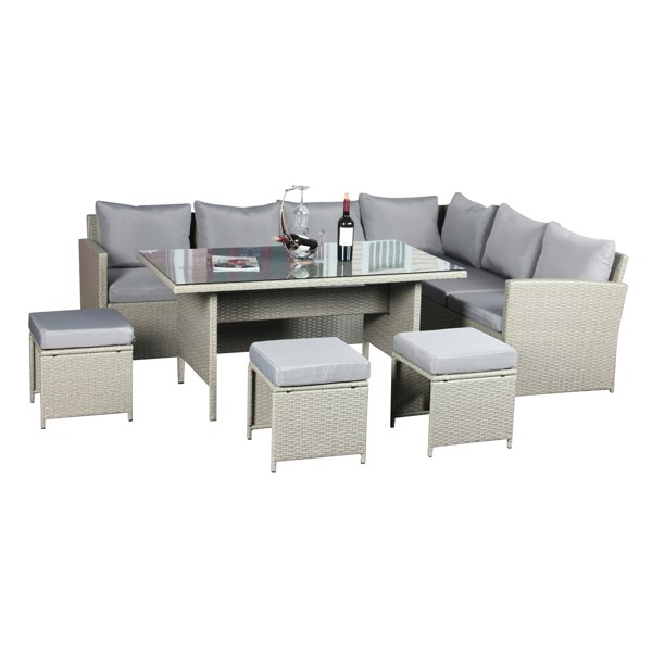 Outdoor Living The Knutsford 9 Seat Corner Rattan Dining Set