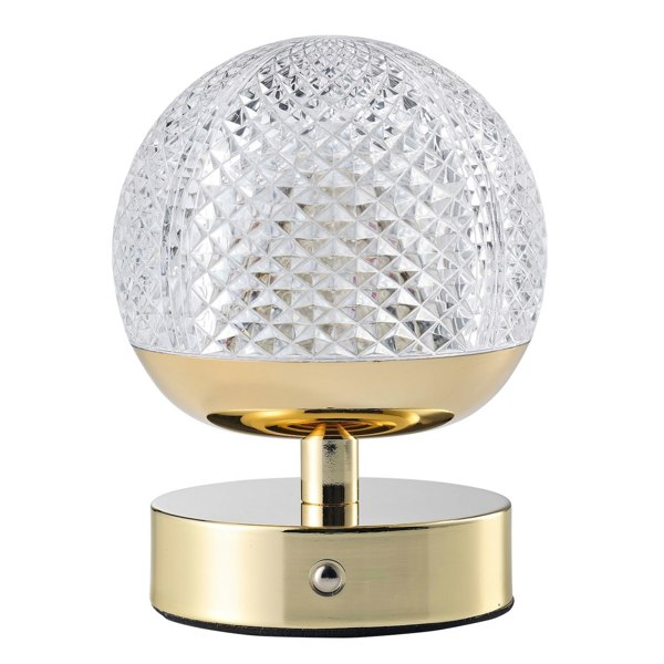 Modern Gold Rechargeable Touch Dimmable Table Lamp with Patterned Glass Shade Image 1