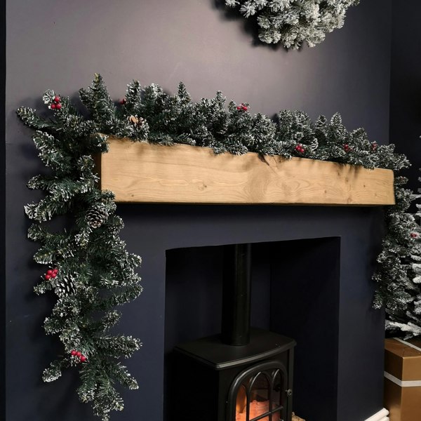 Samuel Alexander 2.7m Green Christmas Garland with Pine Cones and Red Berries