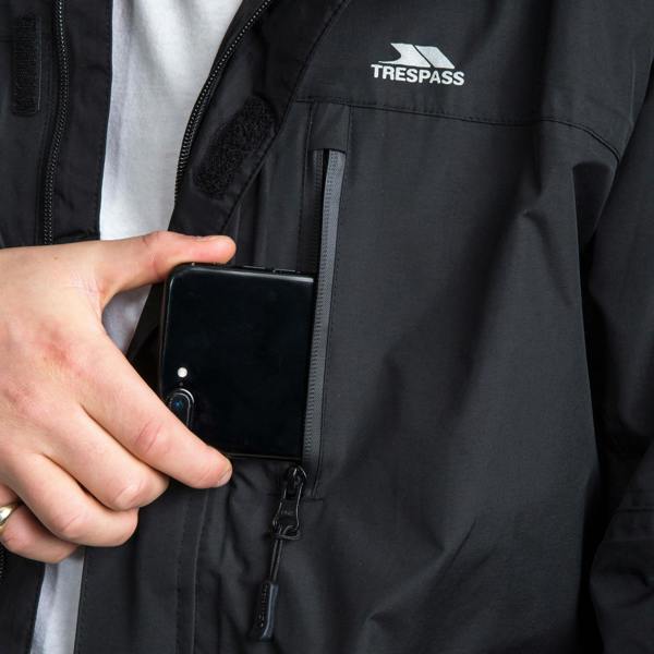 Trespass Mens Corvo Hooded Full Zip Waterproof Jacket/Coat - Black - 