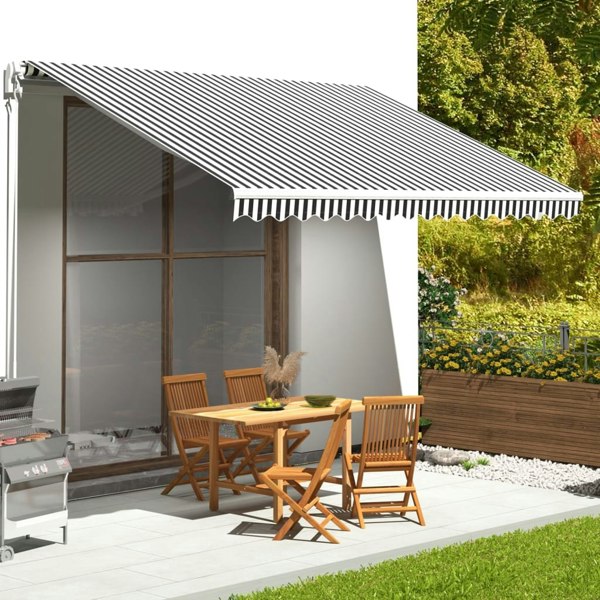 Berkfield Replacement Fabric for Awning Anthracite and White 4.5x3.5 m
