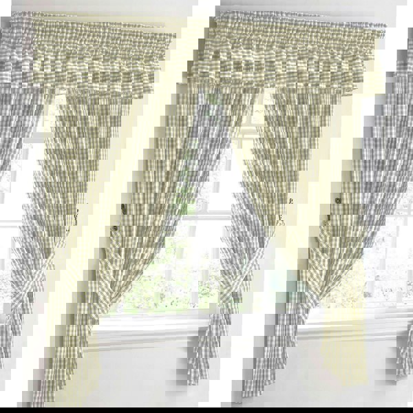 Velosso Kitchen Trends Gingham Check Kitchen Curtains - 117cm x 106cm