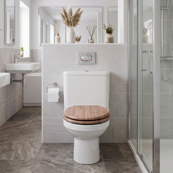 RTS Natural Oak MDF Soft Close Toilet Seat