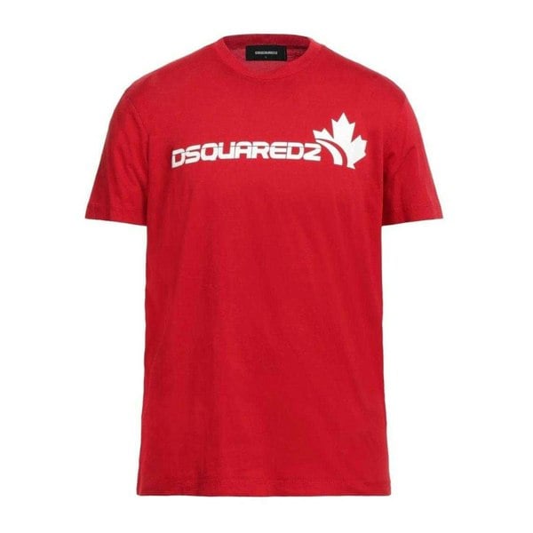 DSquared2 Mens Maple Leaf Logo T-Shirt - Red/White