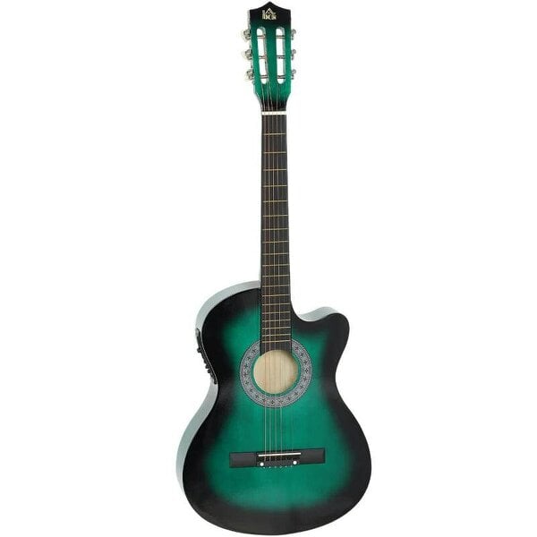 38 Inch Acoustic Electric Guitar, Beginner Junior Adult Guitar Gloss Finish with Carrying Case - Dark Green